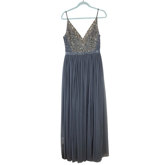BHLDN Reception 1 Grey Sequin Bodice Tulle Gown Dress Size 10 NWT - Picture 14 of 15